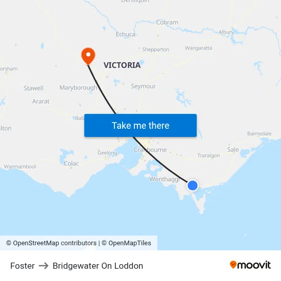 Foster to Bridgewater On Loddon map