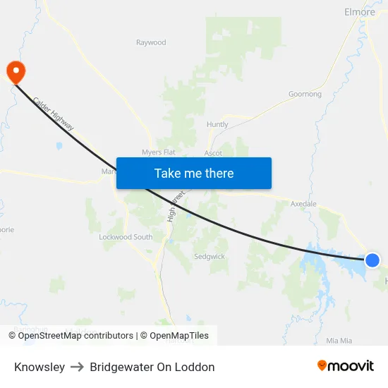 Knowsley to Bridgewater On Loddon map
