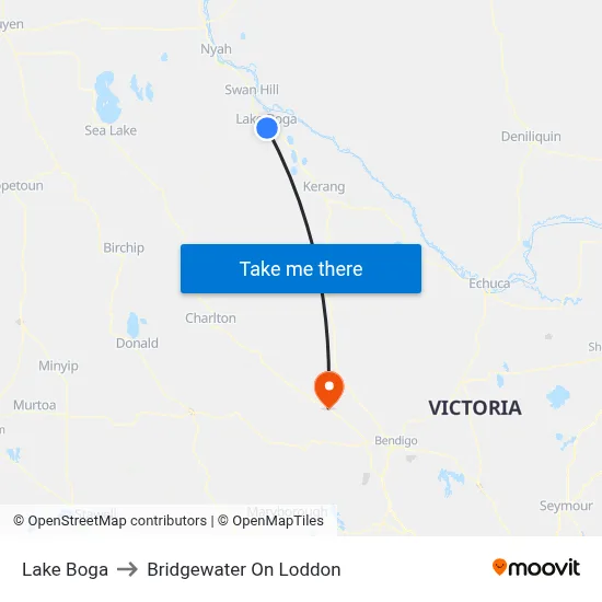 Lake Boga to Bridgewater On Loddon map