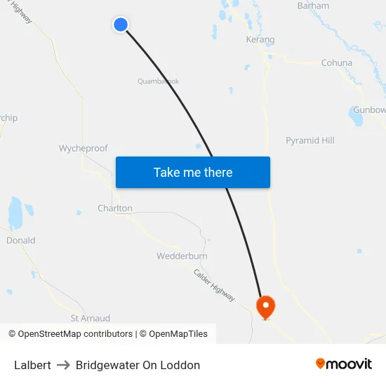 Lalbert to Bridgewater On Loddon map