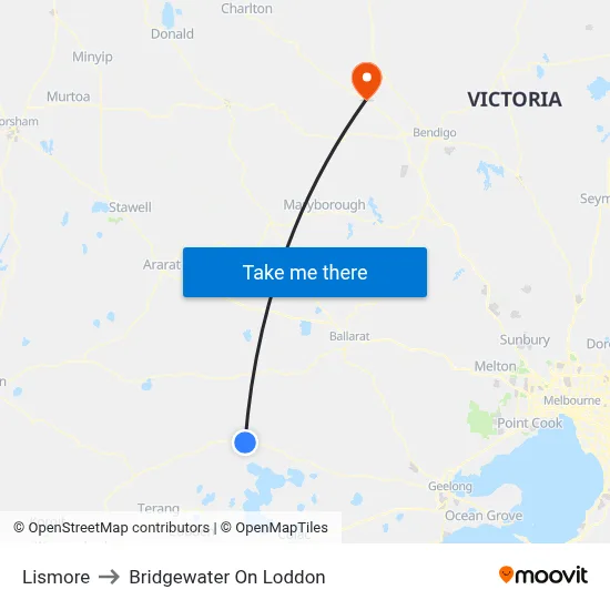 Lismore to Bridgewater On Loddon map