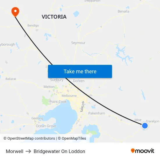 Morwell to Bridgewater On Loddon map