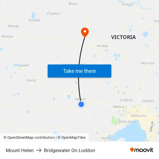 Mount Helen to Bridgewater On Loddon map
