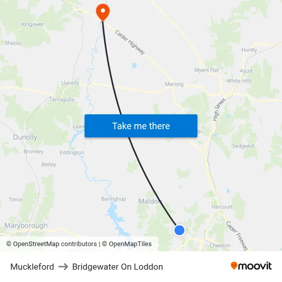 Muckleford to Bridgewater On Loddon map