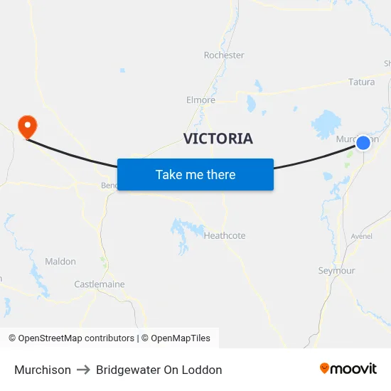 Murchison to Bridgewater On Loddon map