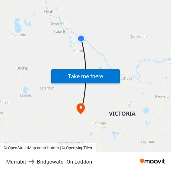 Murrabit to Bridgewater On Loddon map