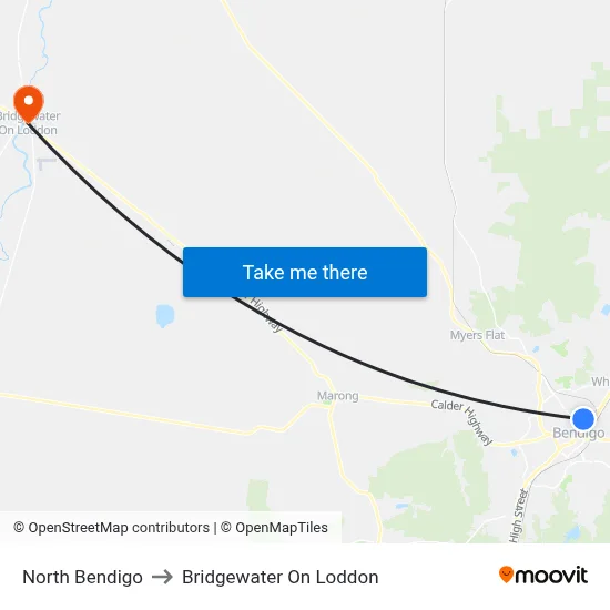 North Bendigo to Bridgewater On Loddon map