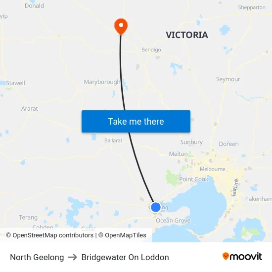 North Geelong to Bridgewater On Loddon map