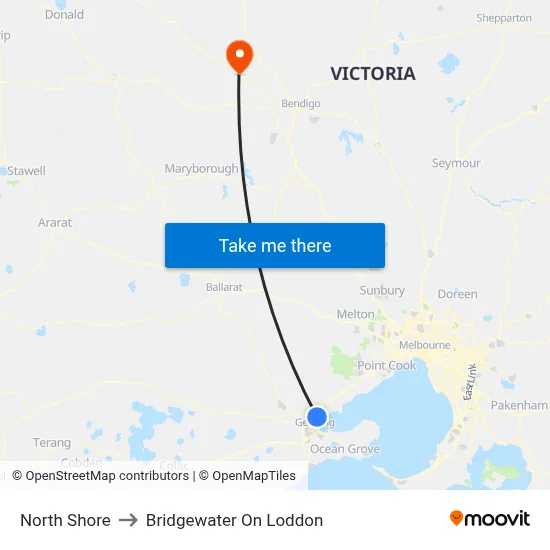 North Shore to Bridgewater On Loddon map