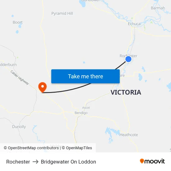 Rochester to Bridgewater On Loddon map