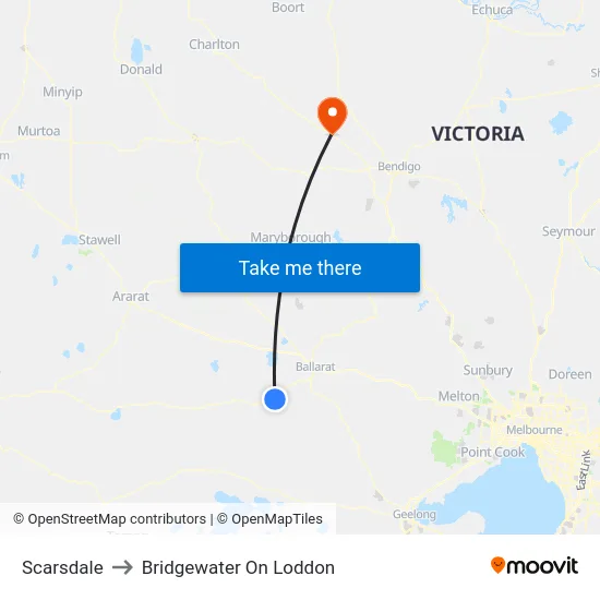Scarsdale to Bridgewater On Loddon map