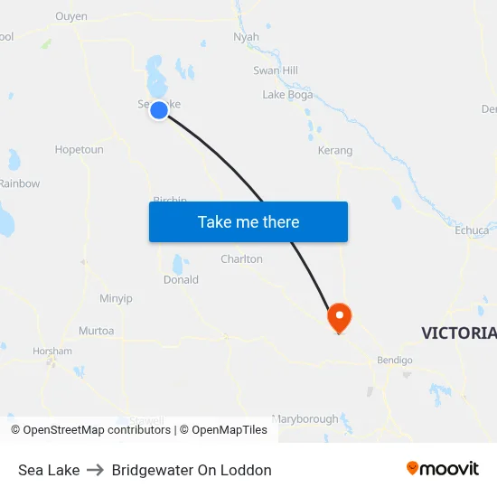 Sea Lake to Bridgewater On Loddon map