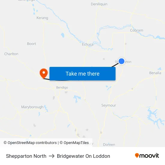 Shepparton North to Bridgewater On Loddon map