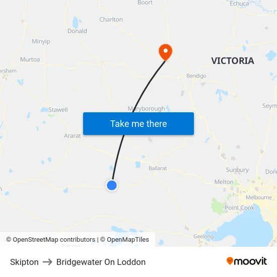 Skipton to Bridgewater On Loddon map