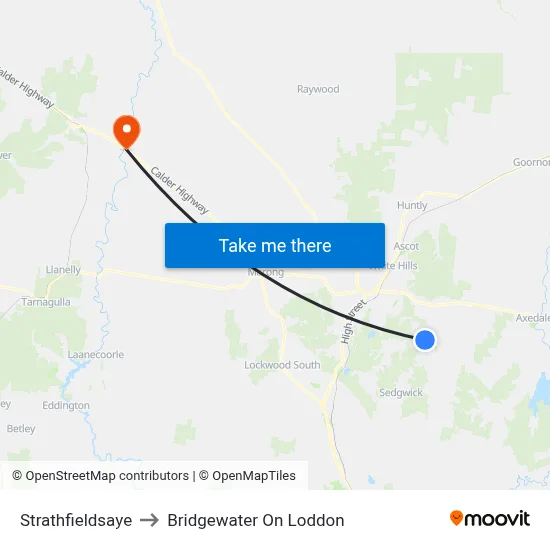 Strathfieldsaye to Bridgewater On Loddon map