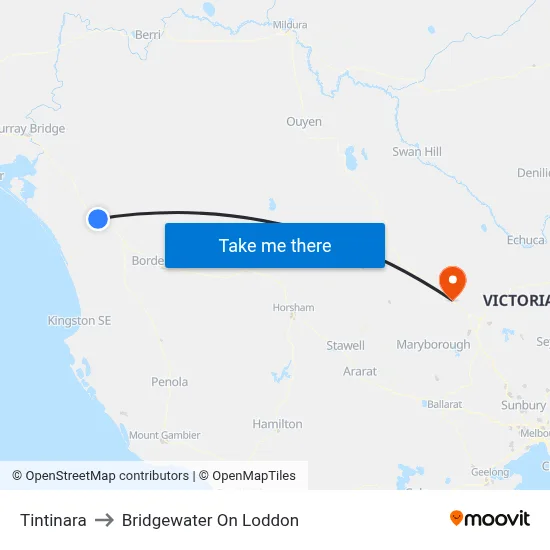 Tintinara to Bridgewater On Loddon map