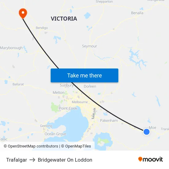 Trafalgar to Bridgewater On Loddon map