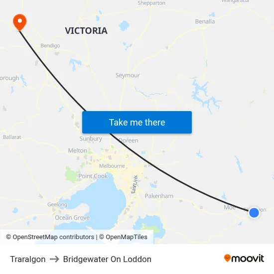 Traralgon to Bridgewater On Loddon map