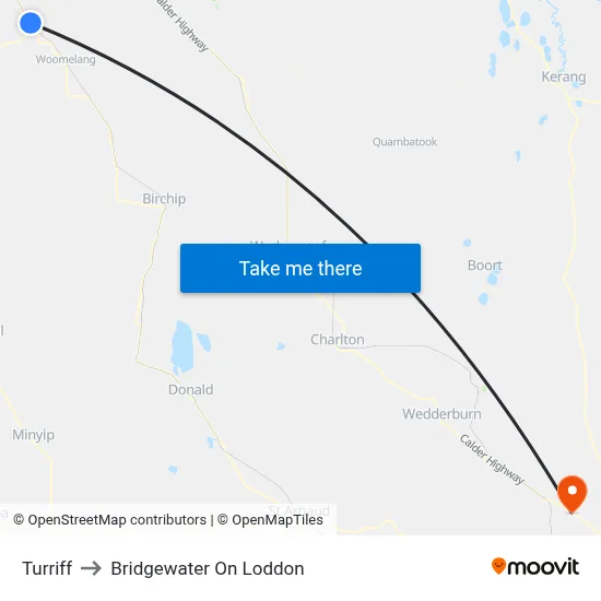 Turriff to Bridgewater On Loddon map