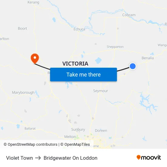 Violet Town to Bridgewater On Loddon map