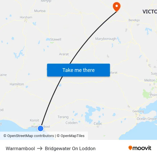 Warrnambool to Bridgewater On Loddon map