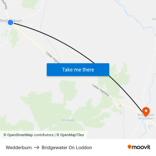 Wedderburn to Bridgewater On Loddon map