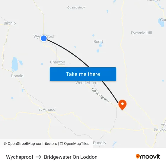 Wycheproof to Bridgewater On Loddon map