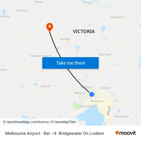 Melbourne Airport - Bal to Bridgewater On Loddon map
