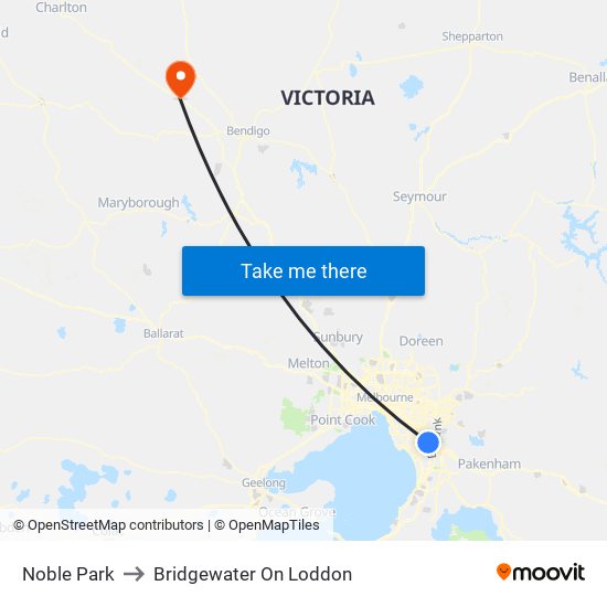 Noble Park to Bridgewater On Loddon map