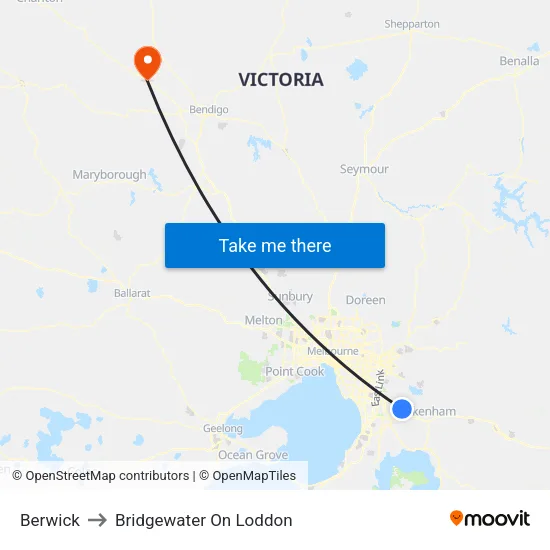 Berwick to Bridgewater On Loddon map