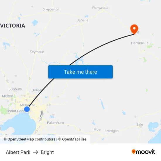 Albert Park to Bright map