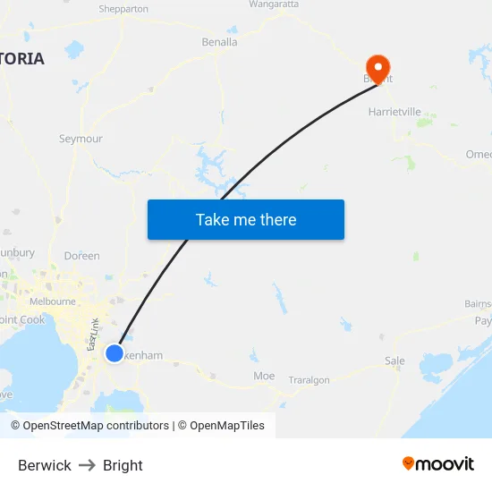 Berwick to Bright map