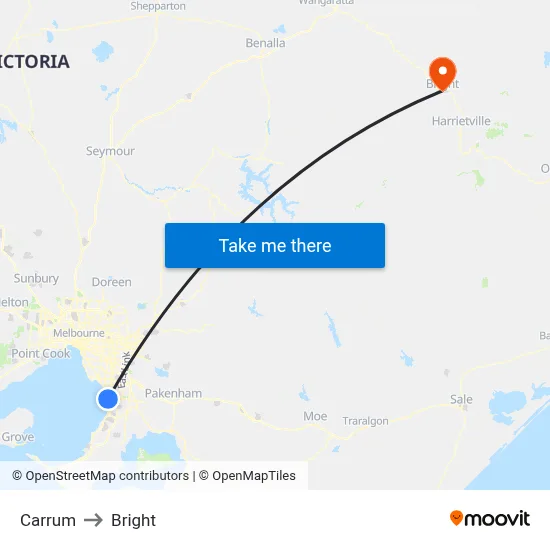Carrum to Bright map