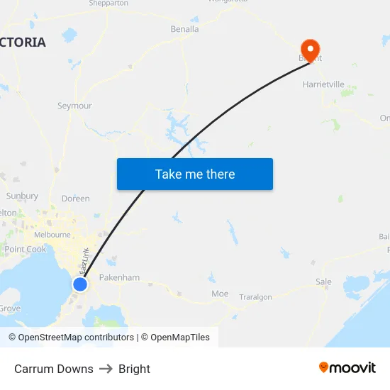 Carrum Downs to Bright map