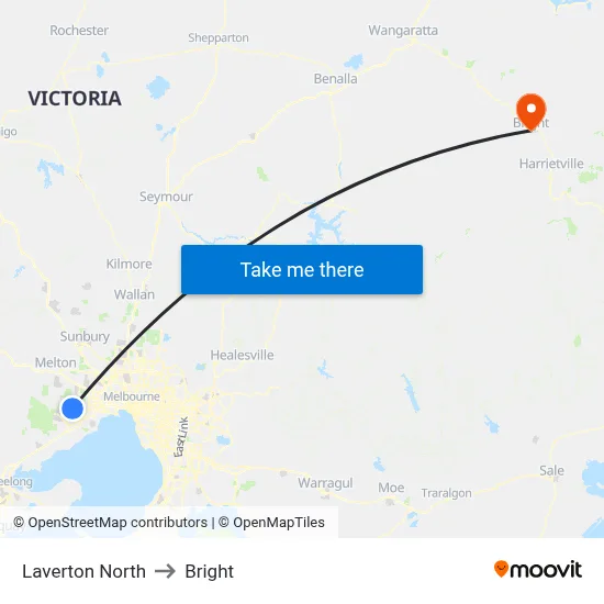 Laverton North to Bright map