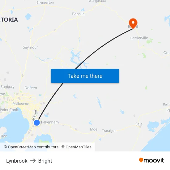 Lynbrook to Bright map