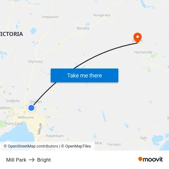 Mill Park to Bright map