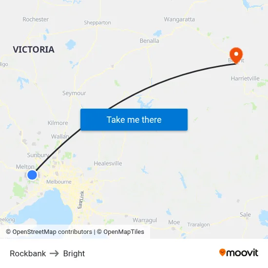 Rockbank to Bright map