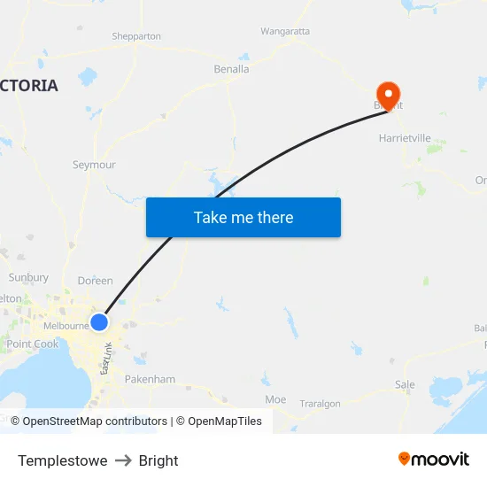 Templestowe to Bright map