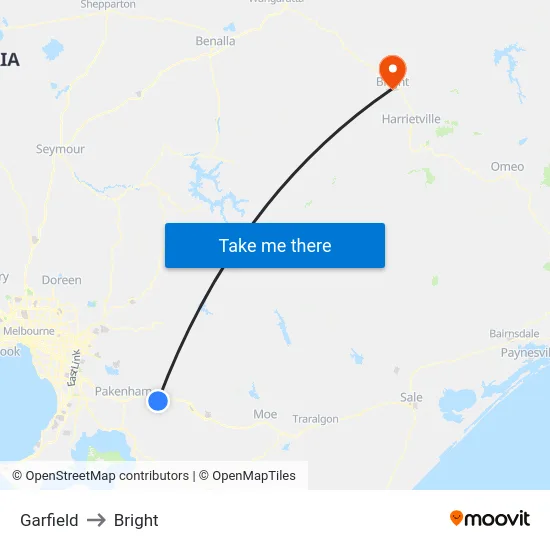 Garfield to Bright map