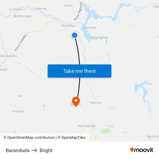 Baranduda to Bright map