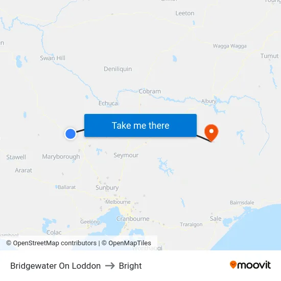 Bridgewater On Loddon to Bright map
