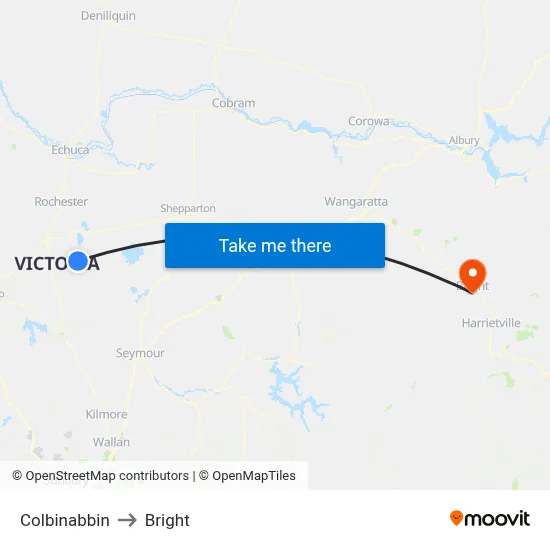 Colbinabbin to Bright map