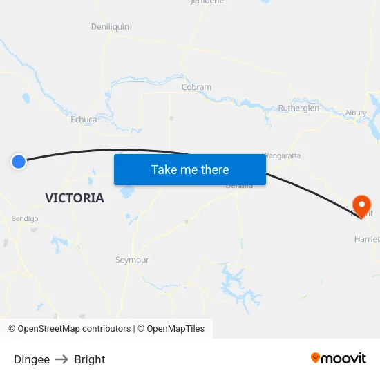 Dingee to Bright map