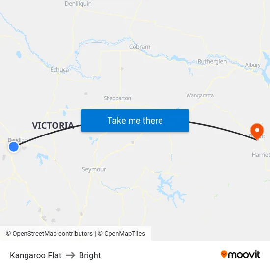Kangaroo Flat to Bright map