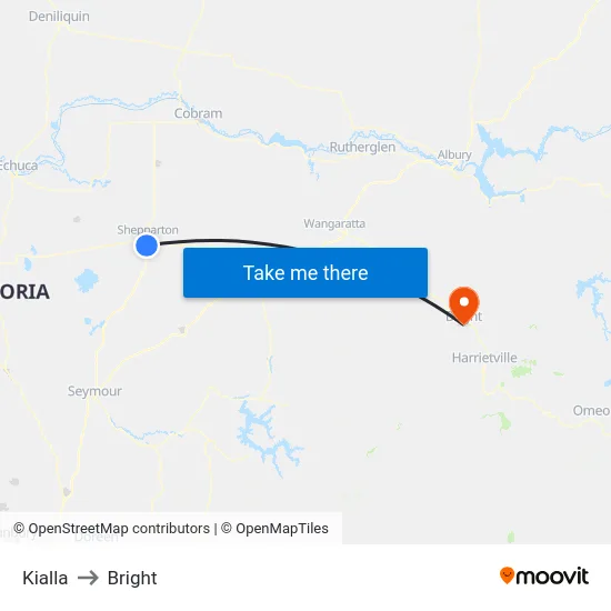 Kialla to Bright map