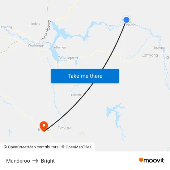 Munderoo to Bright map