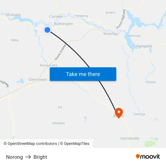 Norong to Bright map