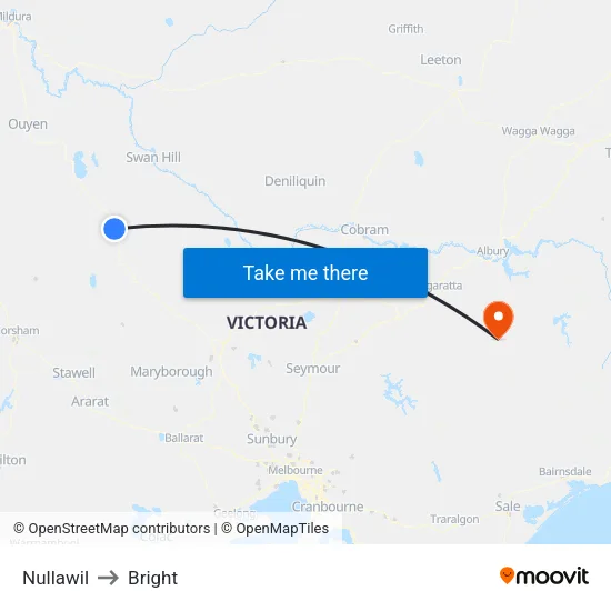 Nullawil to Bright map