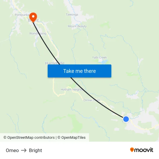 Omeo to Bright map
